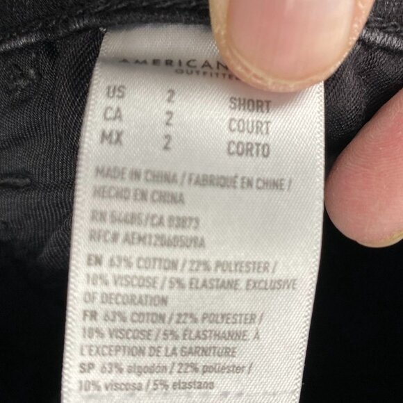 American Eagle Women's Jeans Size 2 High-Rise Jegging Short Black Stretch Denim - Picture 3 of 15